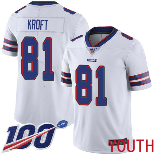 Youth Buffalo Bills #81 Tyler Kroft White Vapor Untouchable Limited Player 100th Season NFL Jersey